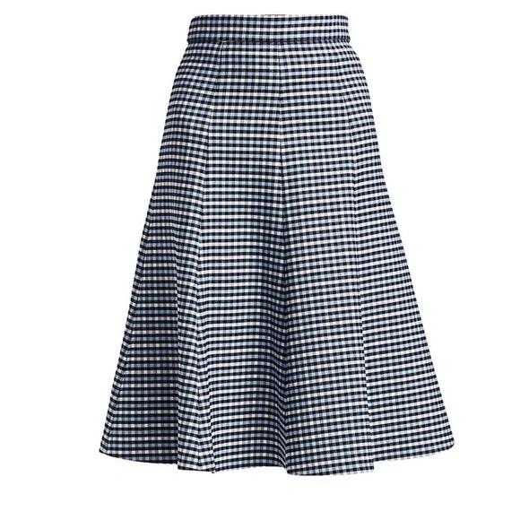 Michael Kors Collection Tattersall Stretch Wool Gabardine Flare Skirt size 14 - Picture 5 of 13